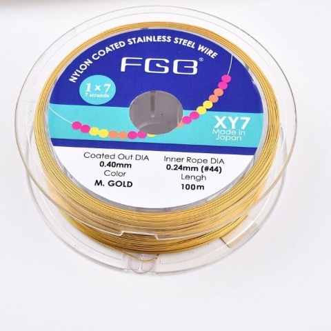 Japanese round nylon coated steel wire 0.4 mm 2 m gold Japanese round nylon coated steel wire 0.4 mm 2 m gold