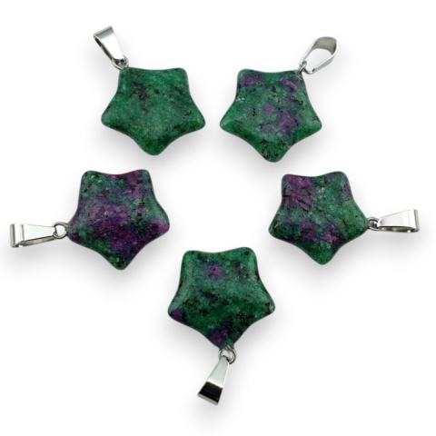 Zoisite with ruby star pendant 18-20 mm 1 pc Zoisite with ruby star pendant 18-20 mm 1 pc