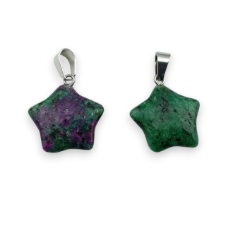 Zoisite with ruby star pendant 18-20 mm 1 pc
