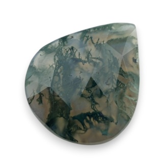 Moss agate faceted cabochon 21x17 mm no 44