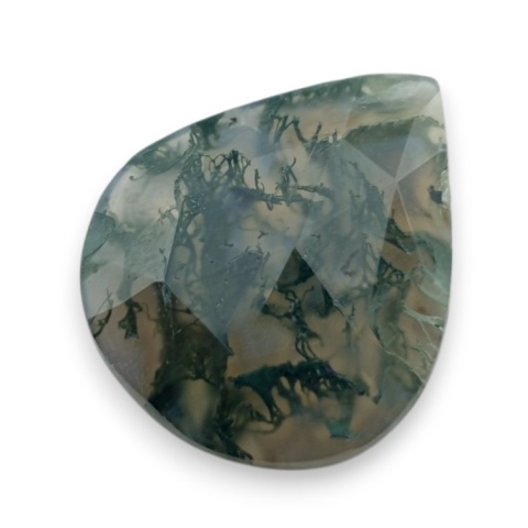 Moss agate faceted cabochon 21x17 mm no 44