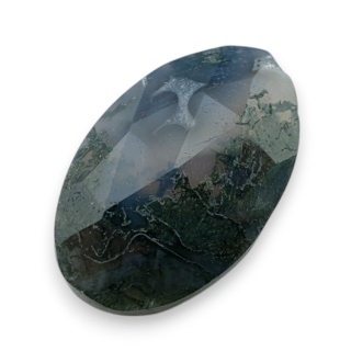 Moss agate faceted cabochon 22x15 mm no 43