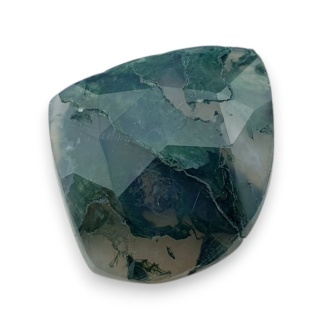 Moss agate faceted cabochon 23x19 mm no 27