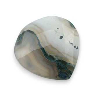 Moss agate faceted cabochon 23x22 mm no 3