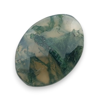 Moss agate faceted cabochon 24x17 mm no 42