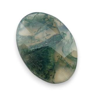 Moss agate faceted cabochon 24x17 mm no 42