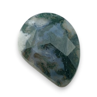 Moss agate faceted cabochon 24x18 mm no 22