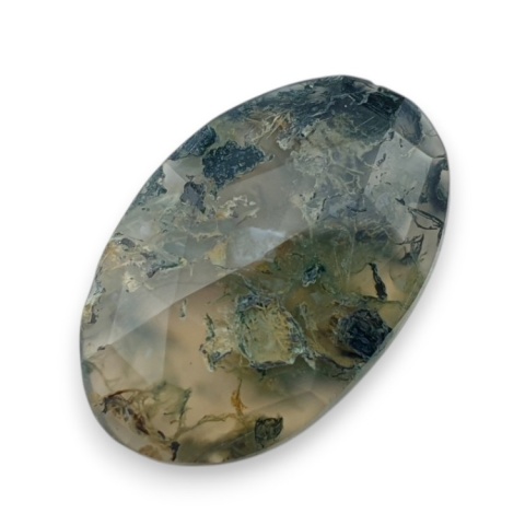 Moss agate faceted cabochon 26x17 mm no 24