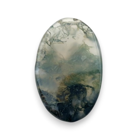 Moss agate faceted cabochon 26x17 mm no 24