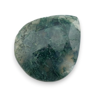 Moss agate faceted cabochon 27x23 mm no 14