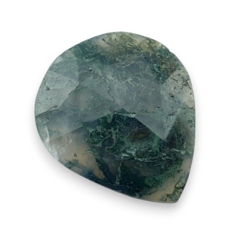 Moss agate faceted cabochon 27x23 mm no 14