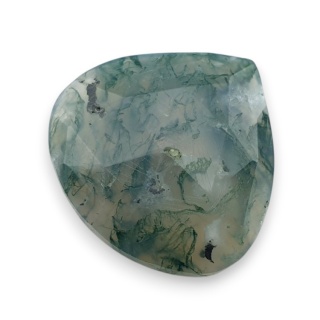 Moss agate faceted cabochon 27x26 mm no 13