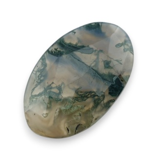 Moss agate faceted cabochon 28x18 mm no 31