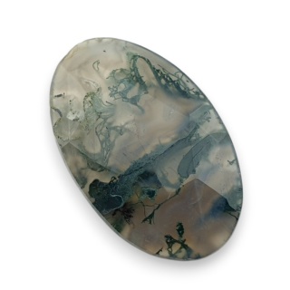 Moss agate faceted cabochon 28x18 mm no 31
