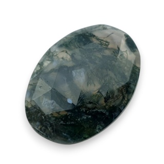 Moss agate faceted cabochon 28x20 mm no 7