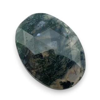 Moss agate faceted cabochon 28x20 mm no 7