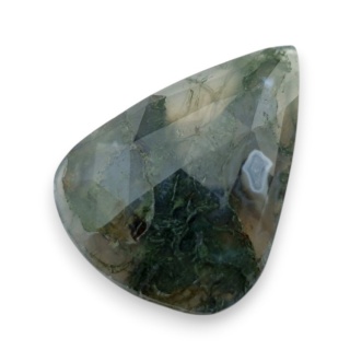 Moss agate faceted cabochon 28x21 mm no 32