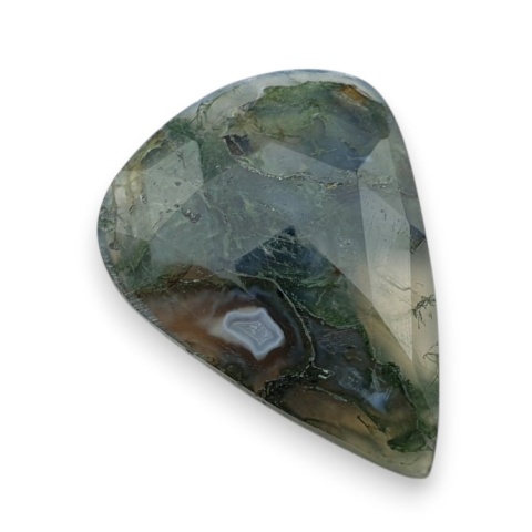 Moss agate faceted cabochon 28x21 mm no 32