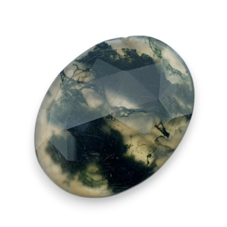 Moss agate faceted cabochon 28x21 mm no 4
