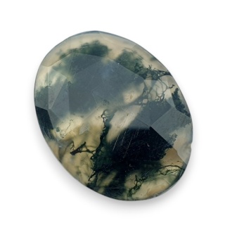 Moss agate faceted cabochon 28x21 mm no 4