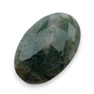 Moss agate faceted cabochon 29x19 mm no 36
