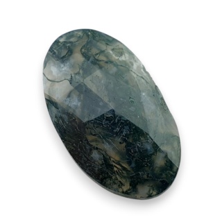 Moss agate faceted cabochon 31x18 mm no 21
