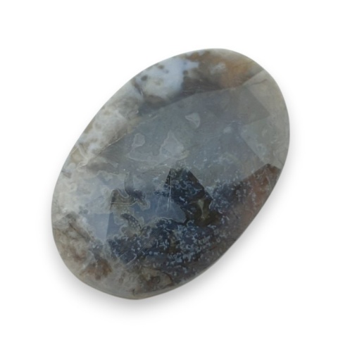 Moss agate faceted cabochon 32x22 mm no 16