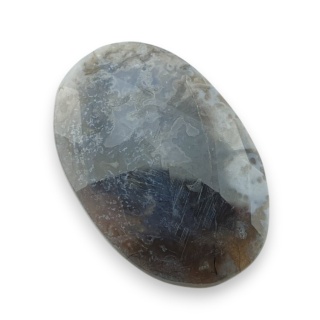 Moss agate faceted cabochon 32x22 mm no 16