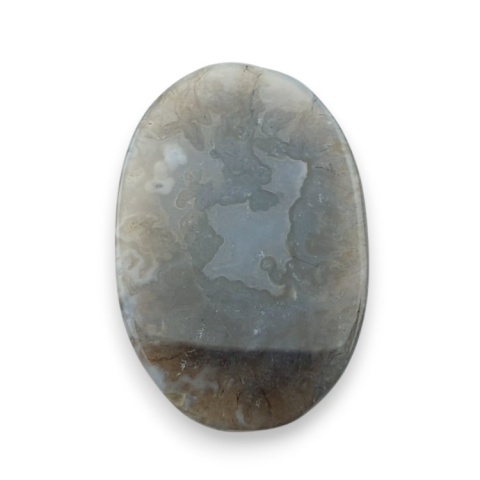 Moss agate faceted cabochon 32x22 mm no 16