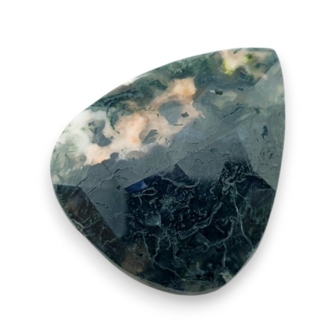 Moss agate faceted cabochon 32x26 mm no 30