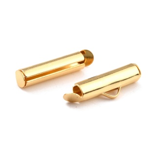 Slip-on tube tips stainless steel 20 mm 2 pcs gold plated