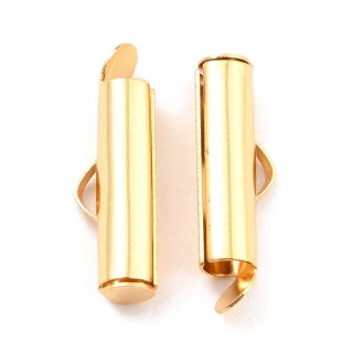 Slip-on tube tips stainless steel 20 mm 2 pcs gold plated