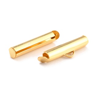 Slip-on tube tips stainless steel 25 mm 2 pcs gold plated