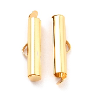 Slip-on tube tips stainless steel 25 mm 2 pcs gold plated