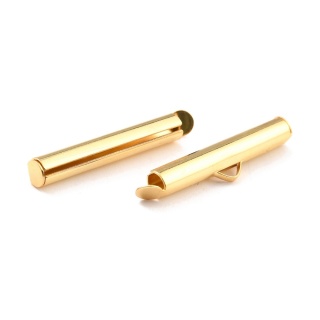 Slip-on tube tips stainless steel 30 mm 2 pcs gold plated