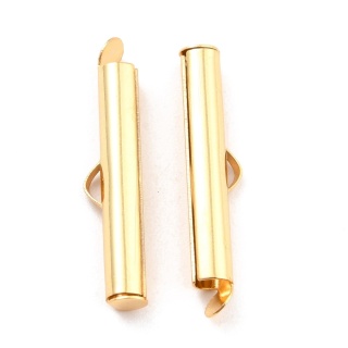 Slip-on tube tips stainless steel 30 mm 2 pcs gold plated