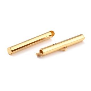 Slip-on tube tips stainless steel 35 mm 2 pcs gold plated