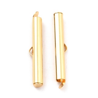 Slip-on tube tips stainless steel 35 mm 2 pcs gold plated
