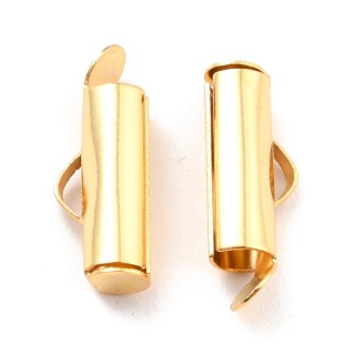 Slip-on tube tips stainless steel 16 mm 2 pcs gold plated