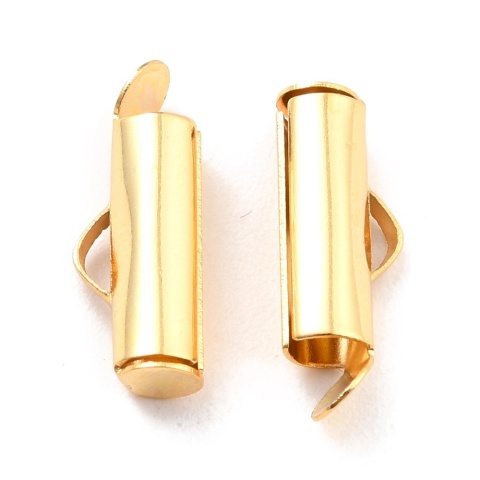 Slip-on tube tips stainless steel 16 mm 2 pcs gold plated Slip-on tube tips stainless steel 16 mm 2 pcs gold plated