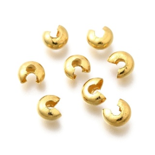 Crimp bead cover stainless steel 6.5x3.5 mm 10 pcs gold plated