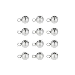 Spacer ball with eyelet stainless steel 6 mm 2 pcs