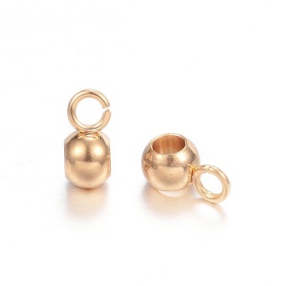 Ball spacer with eyelet stainless steel 4 mm 2 pcs gold color IP coating