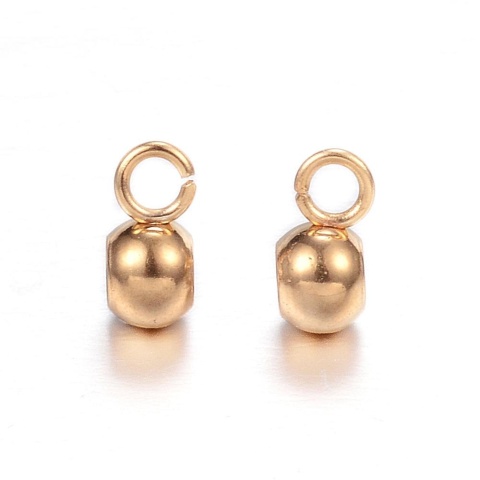 Ball spacer with eyelet stainless steel 4 mm 2 pcs gold color IP coating