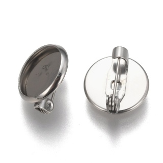 Brooch cabochon setting stainless steel 12 mm 1 pc