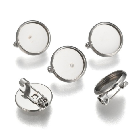 Brooch cabochon setting stainless steel 12 mm 1 pc Brooch cabochon setting stainless steel 12 mm 1 pc
