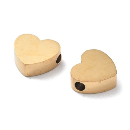 Heart spacer stainless steel 8x7 mm 1 pc. gold color IP coating