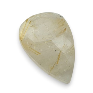 Quartz with rutile faceted cabochon 21x14 mm no 12