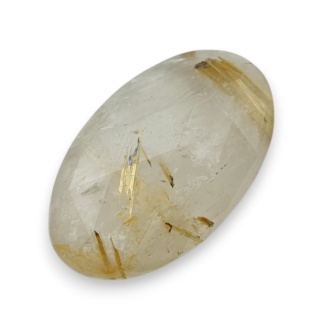 Quartz with rutile faceted cabochon 25x15 mm no 9