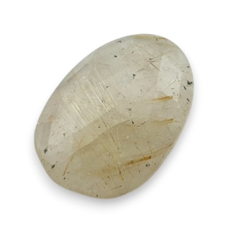 Quartz with rutile faceted cabochon 25x18 mm no 4
